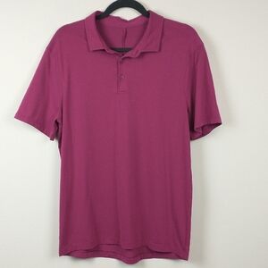 Lululemon Evolution Polo Shirt Mens Medium Pink Fuchsia